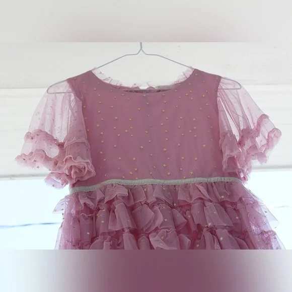 open lace back dress Tulle Bow Party Dress-Vibrant Pink main image 0